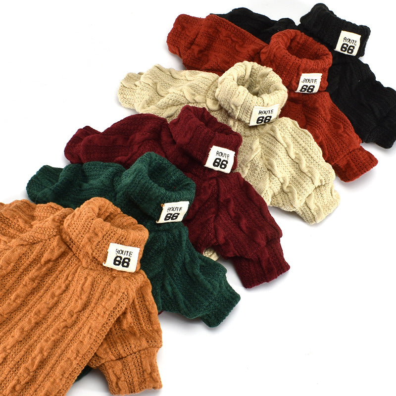 Pet stylish knitted turtleneck sweater