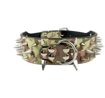 Large leather dog collar with black spikes